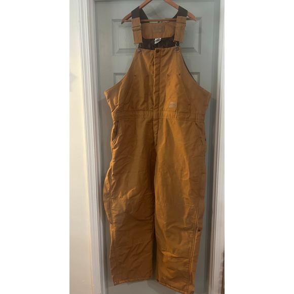 C E Schmidt Workwear Mens 3XL Regular Insulated Bib Overalls Tan Side Leg Zips